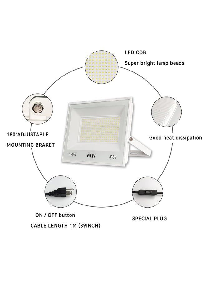 GLW 150W LED Flood Lights Outdoor 2 Pack,13000LM Super Bright Security Light, IP66 Waterproof Outdoor Floodlight,6500K Daylight White Exterior Spot Lights for Yard,Backyard,Stadium - Image 2