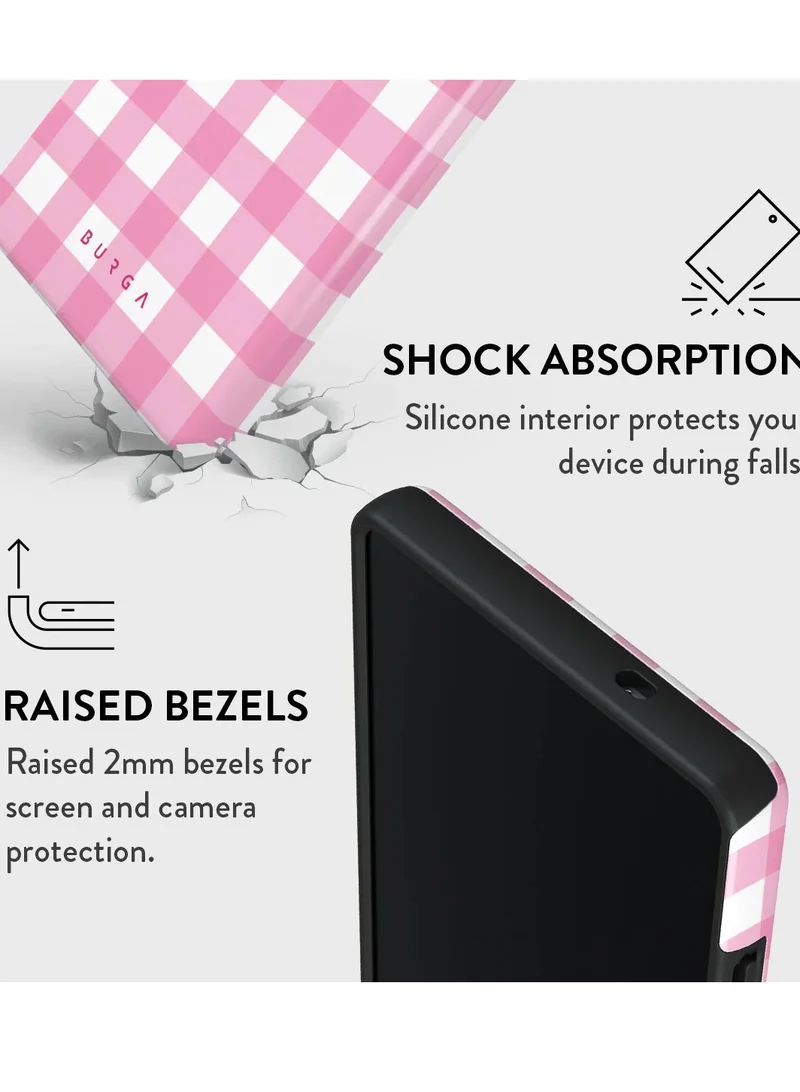 BURGA BURGA Phone Case Compatible with Samsung Galaxy S25 Ultra Mobile Phone Case Hybrid 2 Layer Hard Shell Silicone Protective Case T Marble Scratch Resistant Shockproof Coverr Think Pink