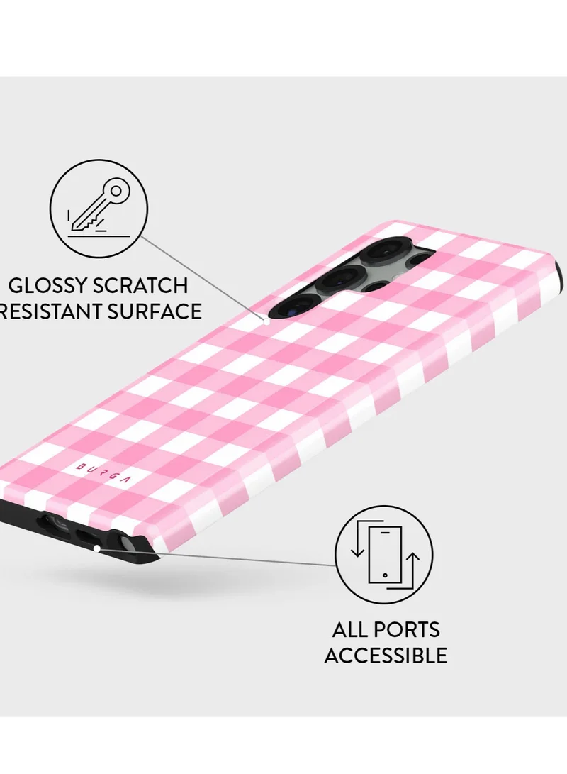 BURGA BURGA Phone Case Compatible with Samsung Galaxy S25 Ultra Mobile Phone Case Hybrid 2 Layer Hard Shell Silicone Protective Case T Marble Scratch Resistant Shockproof Coverr Think Pink