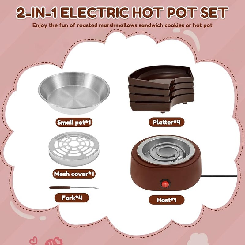 Electric S mores Maker Indoor Flameless Roaster with 4 Trays Forks Movie Night Supplies - Image 3