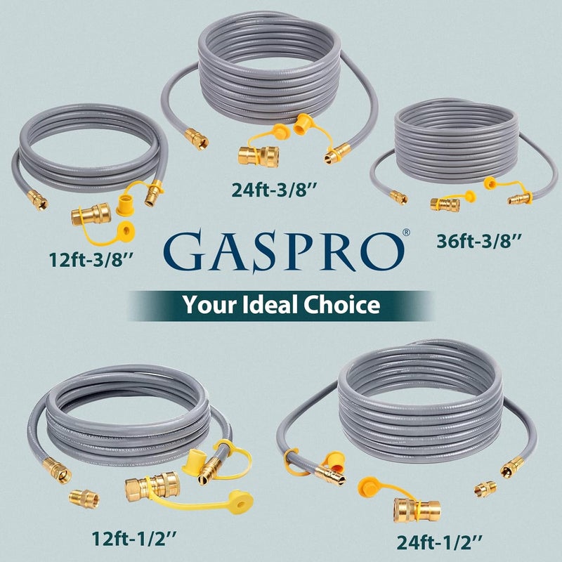 GASPRO 20 Feet 3/8" ID Natural Gas Hose, Low Pressure LPG Hose, for Weber, Char-Broil, Pizza Oven, Patio Heater and More - Image 5
