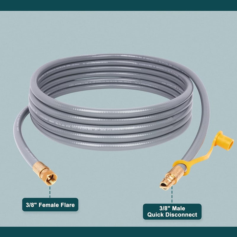 GASPRO 20 Feet 3/8" ID Natural Gas Hose, Low Pressure LPG Hose, for Weber, Char-Broil, Pizza Oven, Patio Heater and More - Image 2