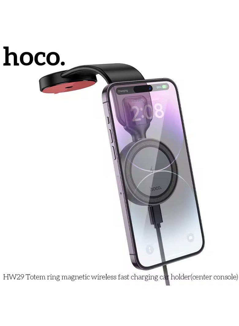 Hoco HW29 Premium Memory Aluminum Alloy Car Holder with 15W Magnetic Wireless Fast Charging Technology - Image 3