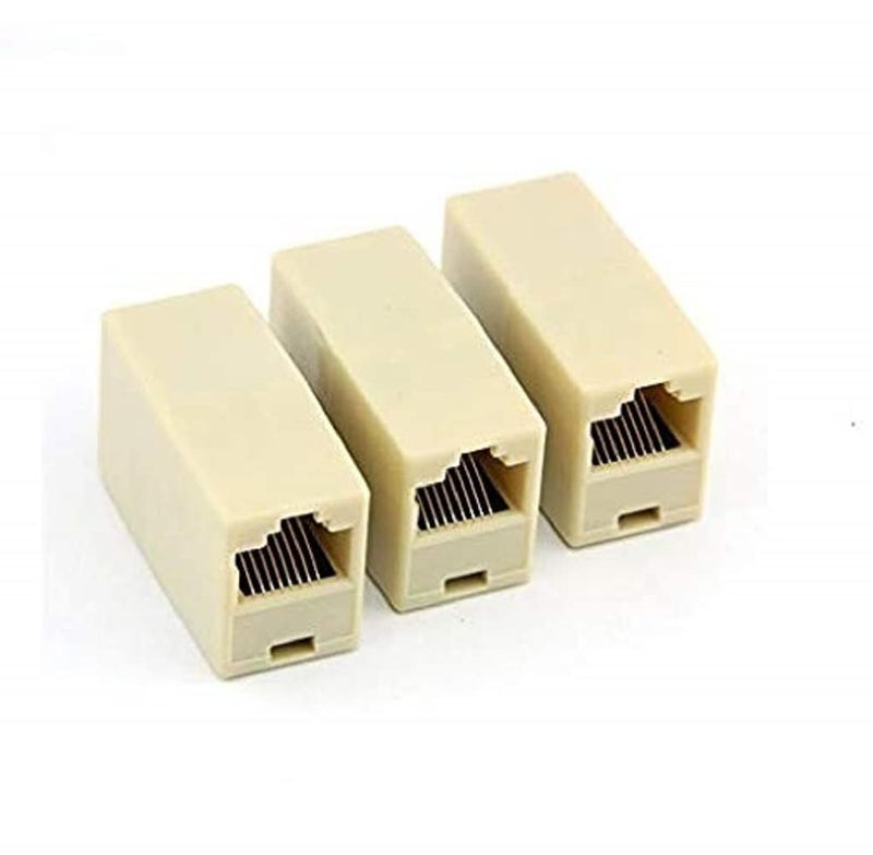 MVTECH Pack -3 RJ45 Coupler Cat7, Cat6 Cat5e RJ45 8P8C LAN Extension Jointer Extending the Ethernet Cables Female to Female Connector For Server, Router, Modem -White - Image 1