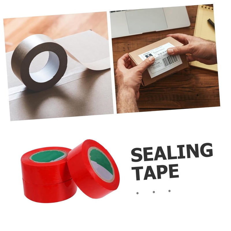 Heavy Duty Red Packaging Tape 3 Rolls High Adhesion for Shipping Boxes - Image 3