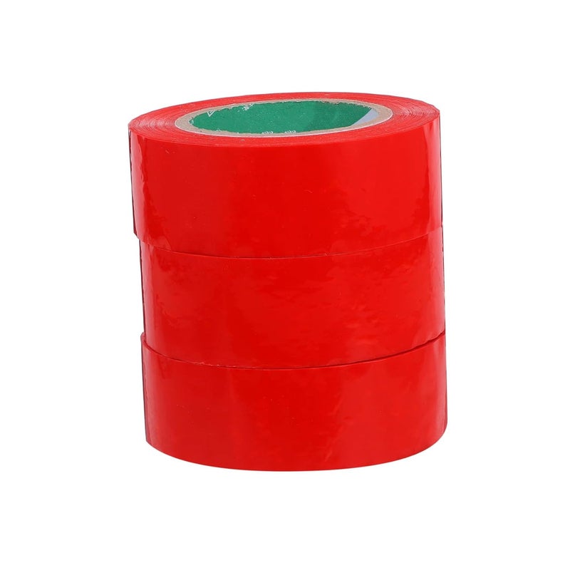 Heavy Duty Red Packaging Tape 3 Rolls High Adhesion for Shipping Boxes - Image 1