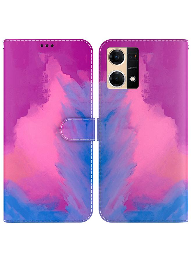 S-TOP Case For OPPO Reno7 4G Watercolor Pattern Flip Leather Phone Case - Image 1