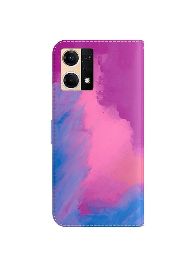 S-TOP Case For OPPO Reno7 4G Watercolor Pattern Flip Leather Phone Case - Image 3