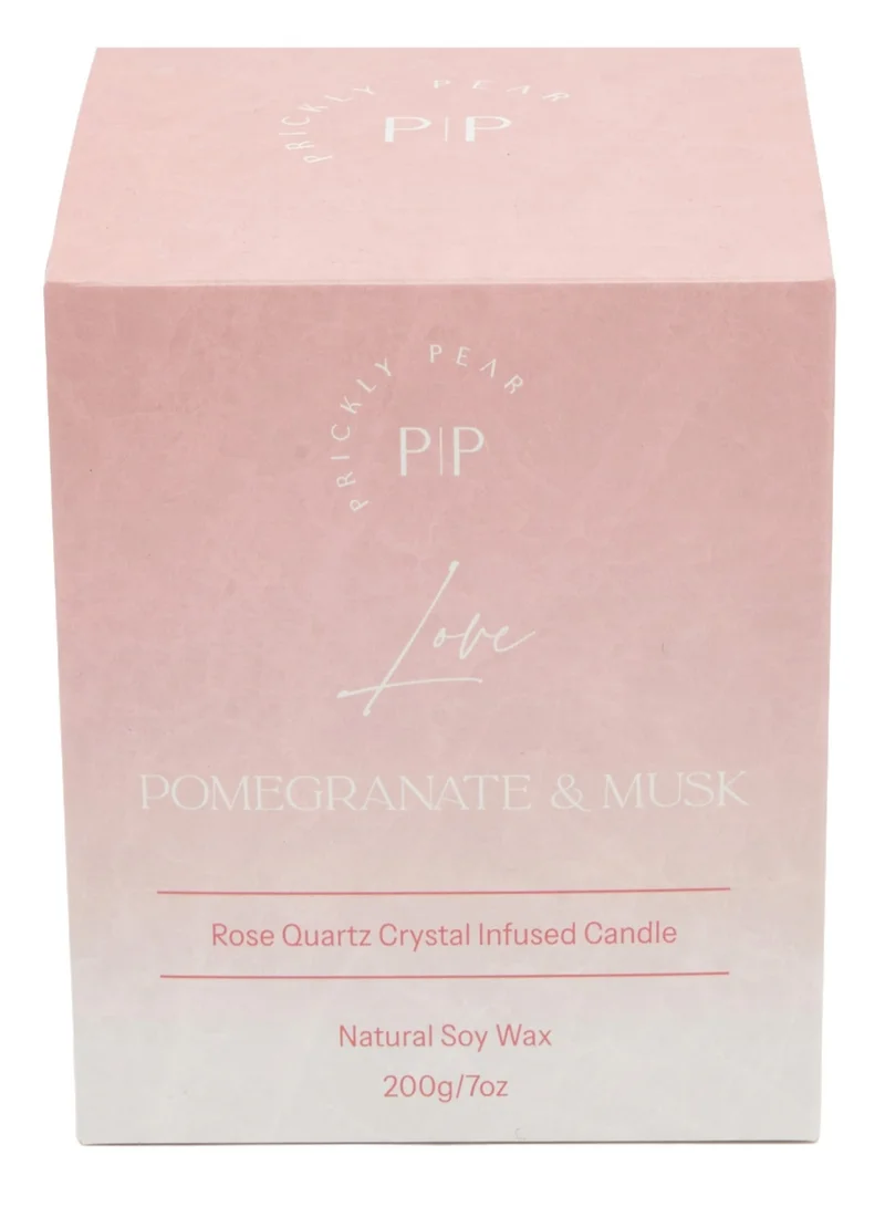 Prickly Pear Rose Quartz Crystal 'Love' Candle