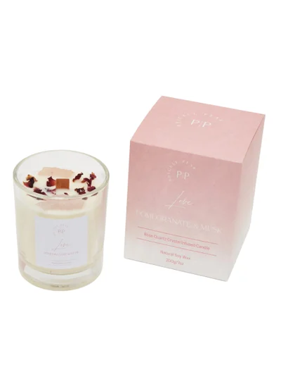 Prickly Pear Rose Quartz Crystal 'Love' Candle