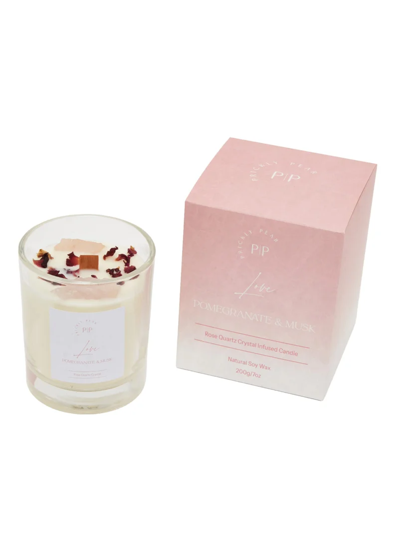 Prickly Pear Rose Quartz Crystal 'Love' Candle