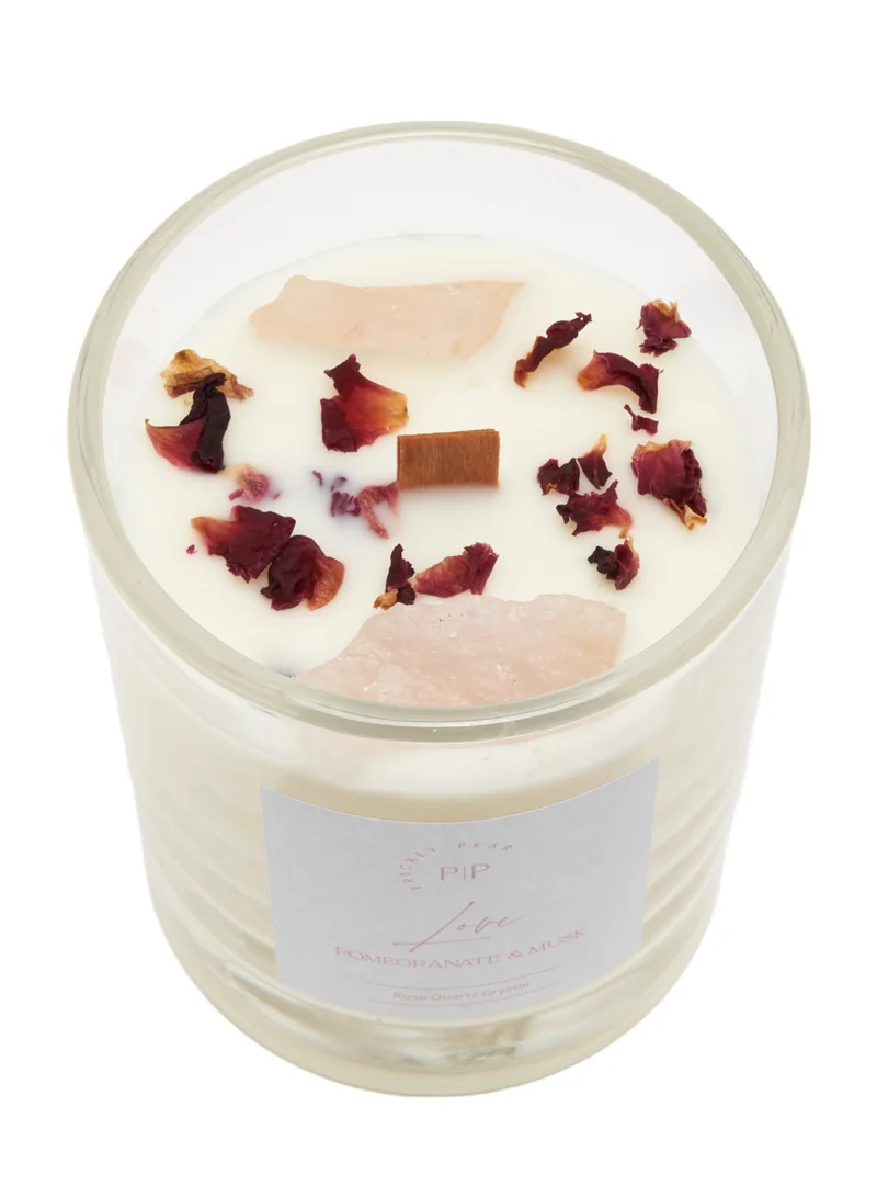 Prickly Pear Rose Quartz Crystal 'Love' Candle
