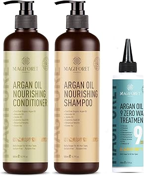 MagiForet Argan Oil Shampoo Conditioner Hair Treatment Set 2 x 500 ml 200 ml Organic Sulfate Free Paraben Free Gentle on Curly Color Treated Hair For Men Women - Image 1