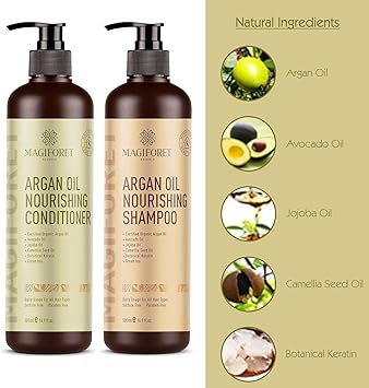 MagiForet Argan Oil Shampoo Conditioner Hair Treatment Set 2 x 500 ml 200 ml Organic Sulfate Free Paraben Free Gentle on Curly Color Treated Hair For Men Women - Image 5