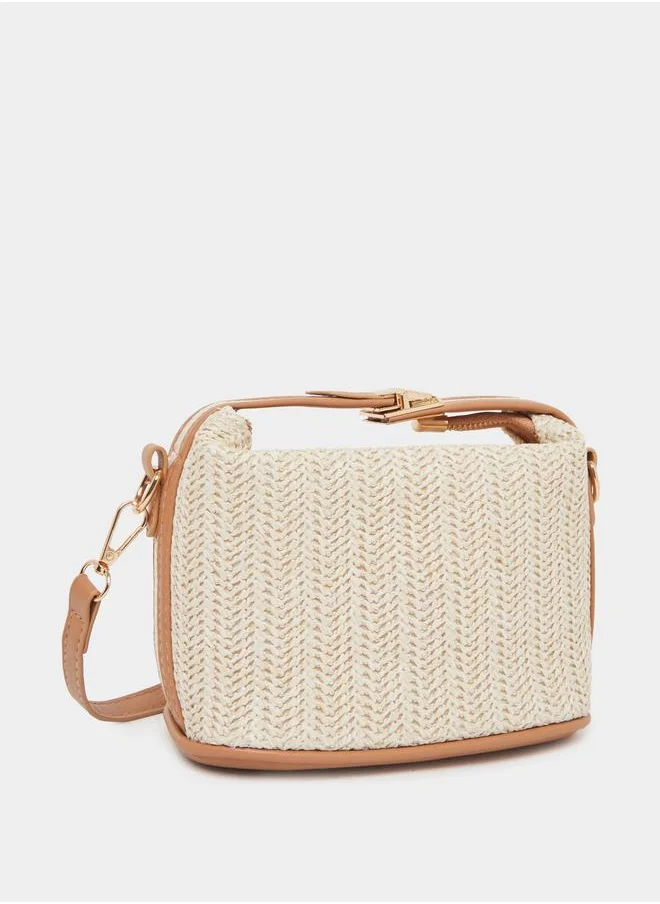 Styli Styli Straw Belted Strap Hand Bag