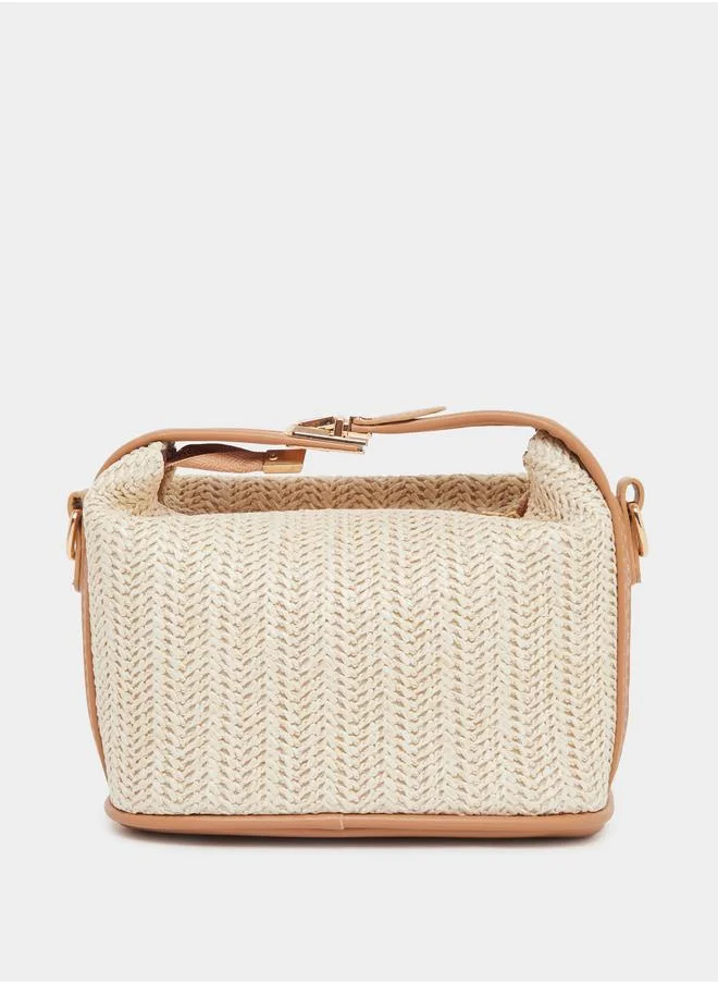 Styli Styli Straw Belted Strap Hand Bag
