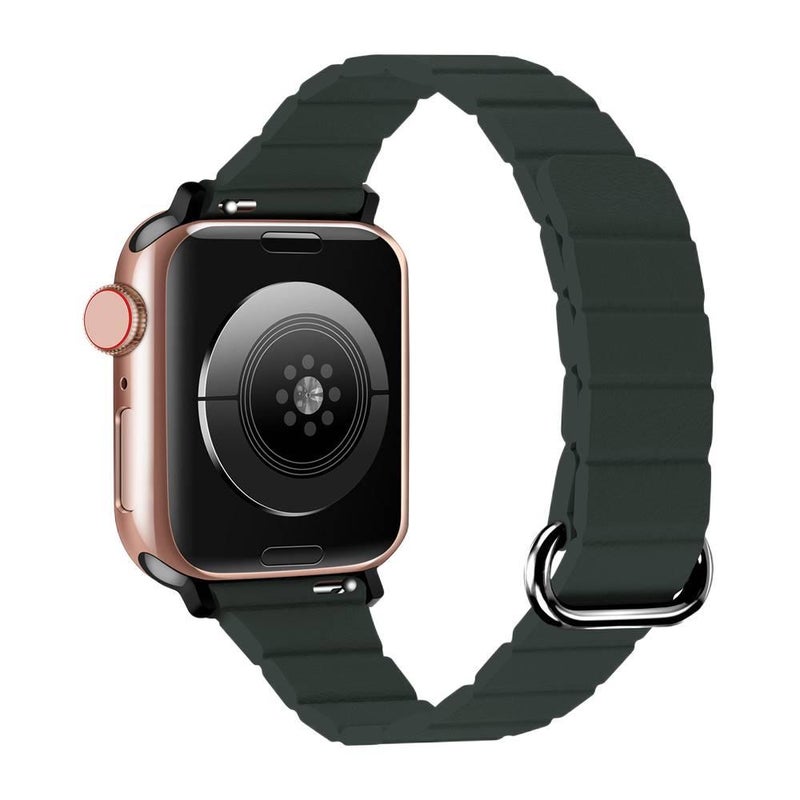 سوار ساعة ذكية باللون أخضر قابل للتعديل سوار جلدي كلاسيكي متوافق مع Apple Watch 38/40/41/42/44/45/49mm بملاءمة قابلة للتعديل وحزام بديل - Image 1