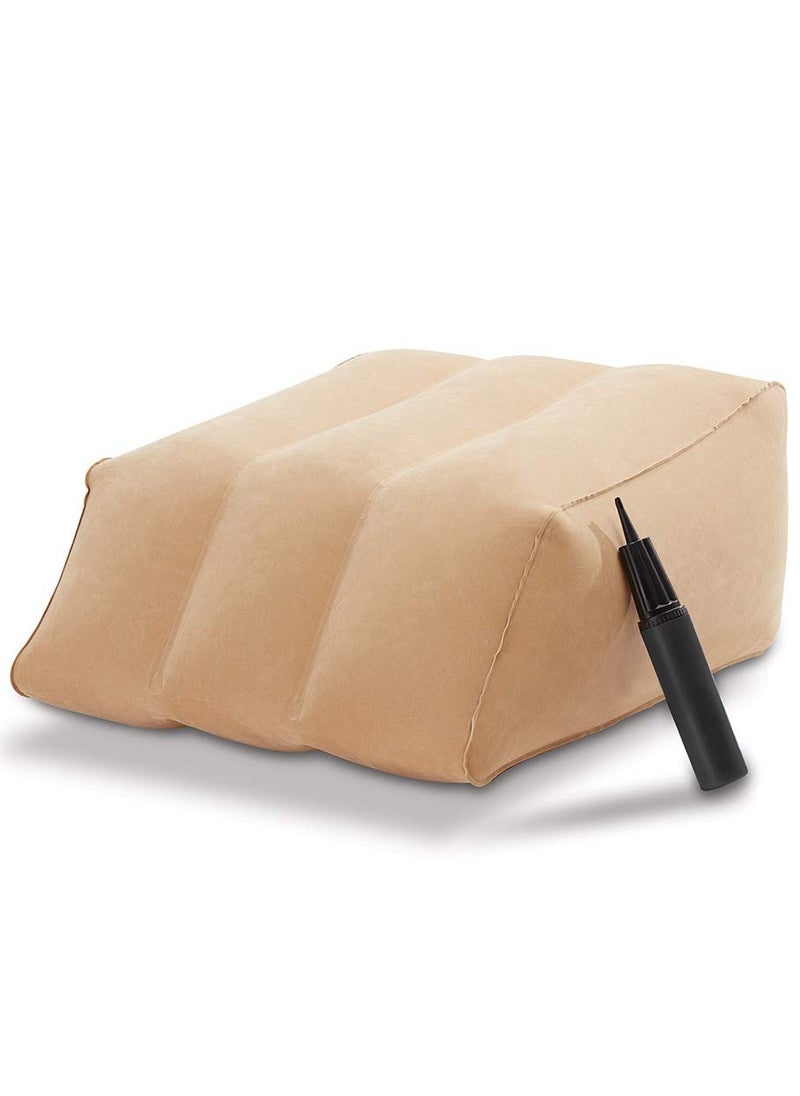 Arabest - Inflatable Leg Elevation Pillows, Hip and Knee Pain, Improves Circulation, Reduces Swelling-Inflatable Bed Wedge Pillow 60x50x30cm Beige - Image 1