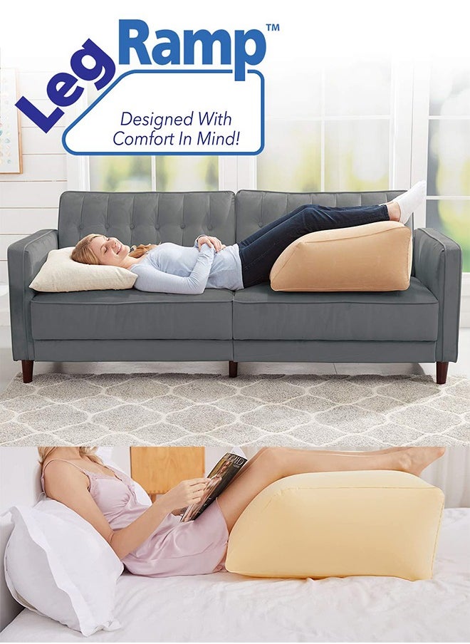 Arabest - Inflatable Leg Elevation Pillows, Hip and Knee Pain, Improves Circulation, Reduces Swelling-Inflatable Bed Wedge Pillow 60x50x30cm Beige - Image 1