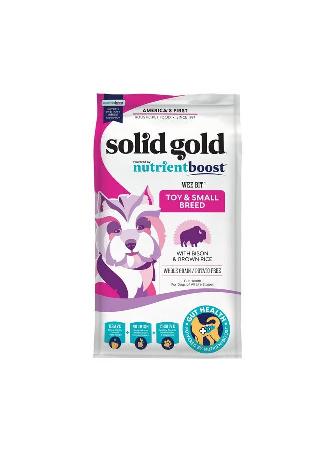 solid gold - Small Breed Dog Food  Nutrientboost Wee Bit Whole Grain Made W/Real Bison, Brown Rice, & Pearled Barley  High Fiber, Probiotic Dry Dog Food For Dogs With Sensitive Stomachs  3.75 Lb - Image 1