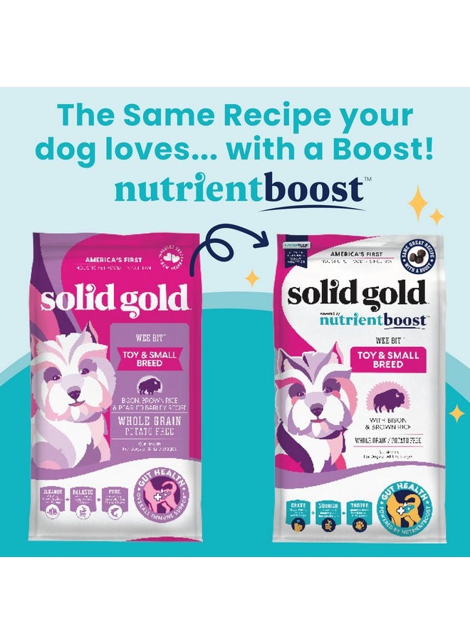 solid gold - Small Breed Dog Food  Nutrientboost Wee Bit Whole Grain Made W/Real Bison, Brown Rice, & Pearled Barley  High Fiber, Probiotic Dry Dog Food For Dogs With Sensitive Stomachs  3.75 Lb - Image 1