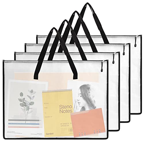 EOOUT 4pcs 18.5x24.8 Inches Art Portfolio Bags, Portfolio Folder for Artwork, Posters Storage Bag with Zipper and Handle Mesh Folder Organizers for Poster, Scrapbook, Keepsake and Bulletin Board - Image 1