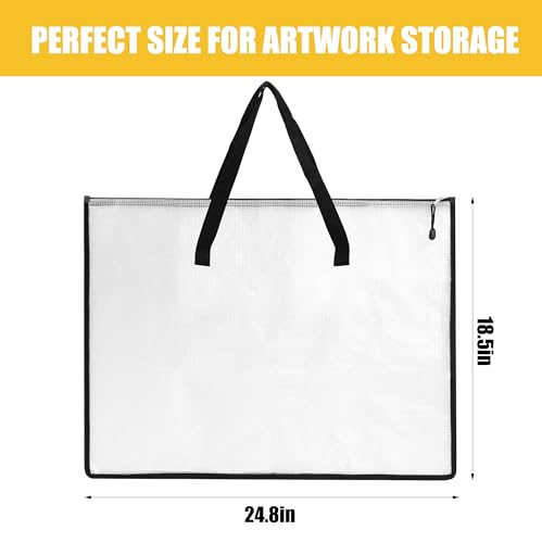 EOOUT 4pcs 18.5x24.8 Inches Art Portfolio Bags, Portfolio Folder for Artwork, Posters Storage Bag with Zipper and Handle Mesh Folder Organizers for Poster, Scrapbook, Keepsake and Bulletin Board - Image 2