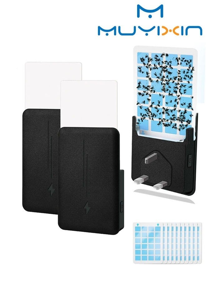 Muyixin Indoor Fly Trap for Home, Plug-in Flying Insect Traps Catcher with Dimmable UVA Attract Night Light Mode, 2 Device+10 Glue Cards - Image 1