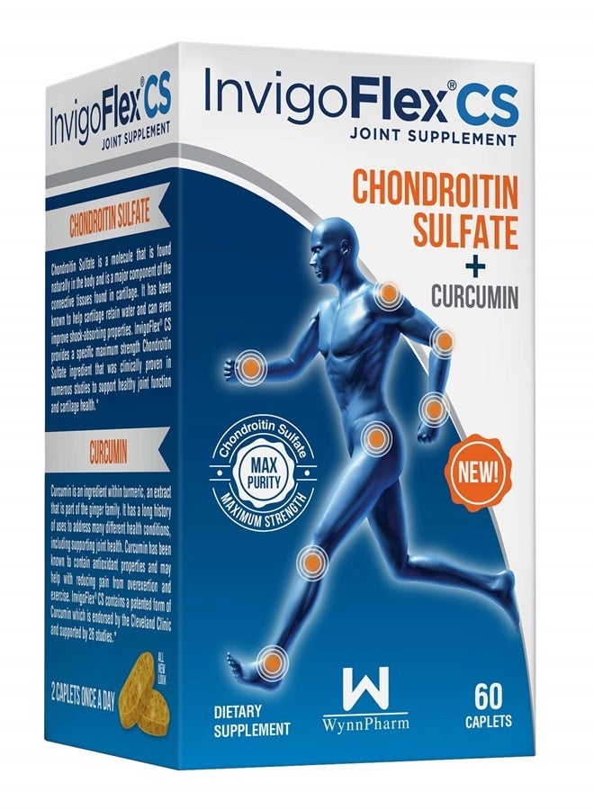 InvigoFlex ® CS - Chondroitin Sulfate with Turmeric Curcumin Non GMO for Knee, Hand, Back & Hip Premium Joint Supplement - Image 1