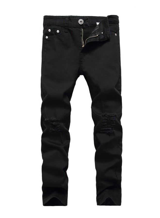 FREDD MARSHALL Boy's Skinny Fit Ripped Destroyed Distressed Stretch Slim Jeans Pants, Black, 8 - Image 1