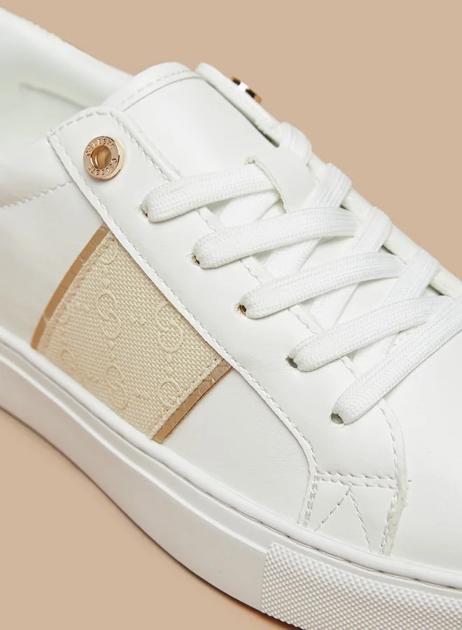 سيليست Women's Monogram Print Sneakers with Lace-Up Closure