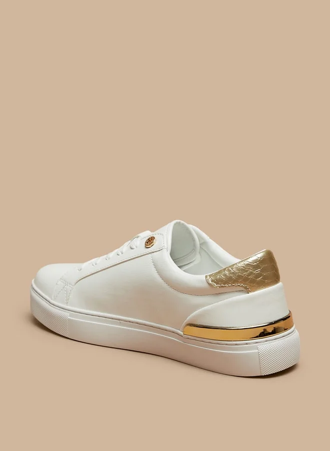 سيليست Women's Monogram Print Sneakers with Lace-Up Closure