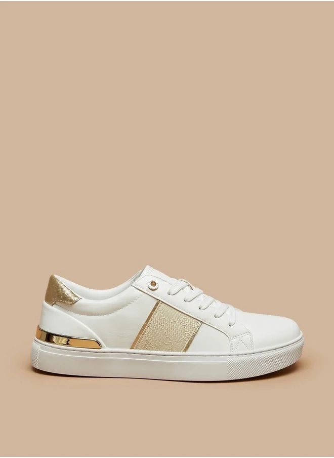 سيليست Women's Monogram Print Sneakers with Lace-Up Closure
