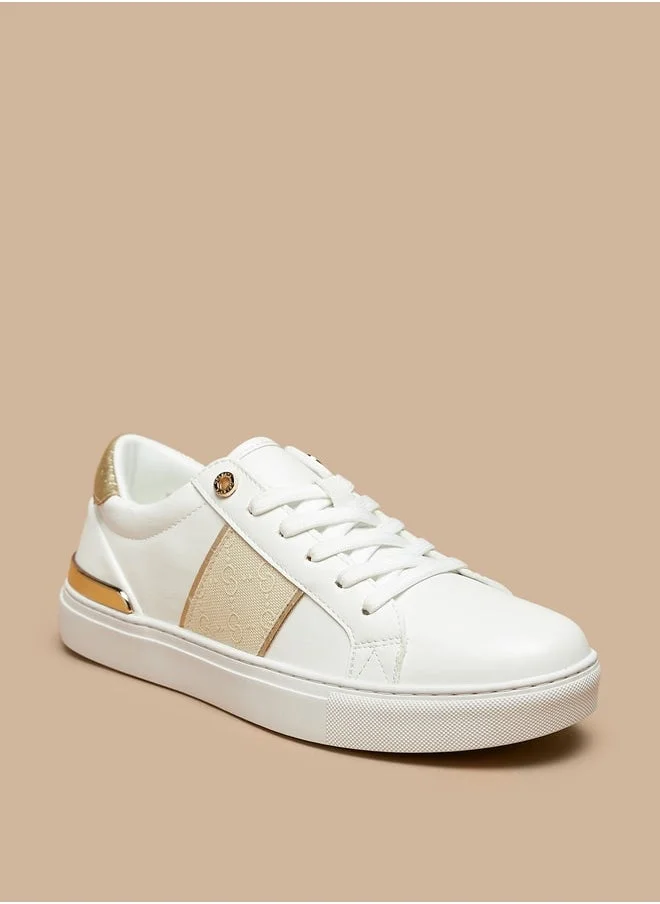 سيليست Women's Monogram Print Sneakers with Lace-Up Closure