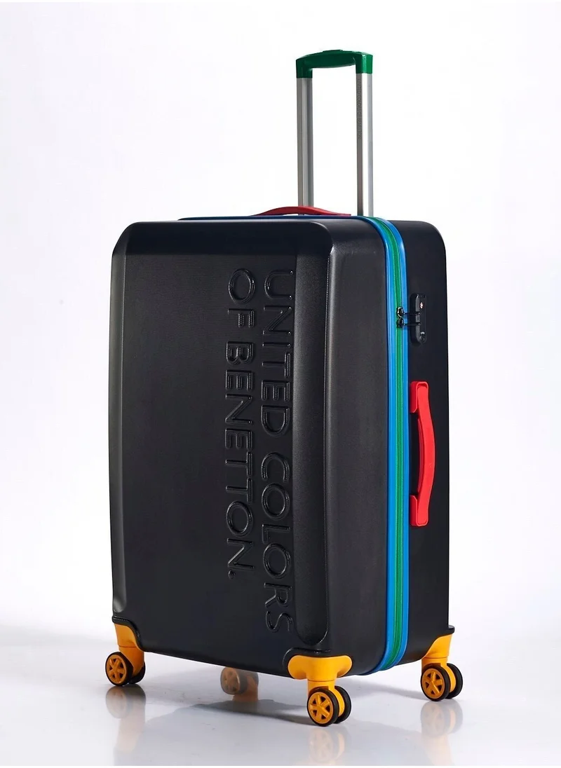 UNITED COLORS OF BENETTON BNTA-203X Set of 3 Luggage with TSA Lock| Material- Acrylonitrile Butadiene Styrene| Adjustable Trolley Handle | Smooth Dual Wheels 360degree rotate| SIZE-20/24/28 Inch| BLACK