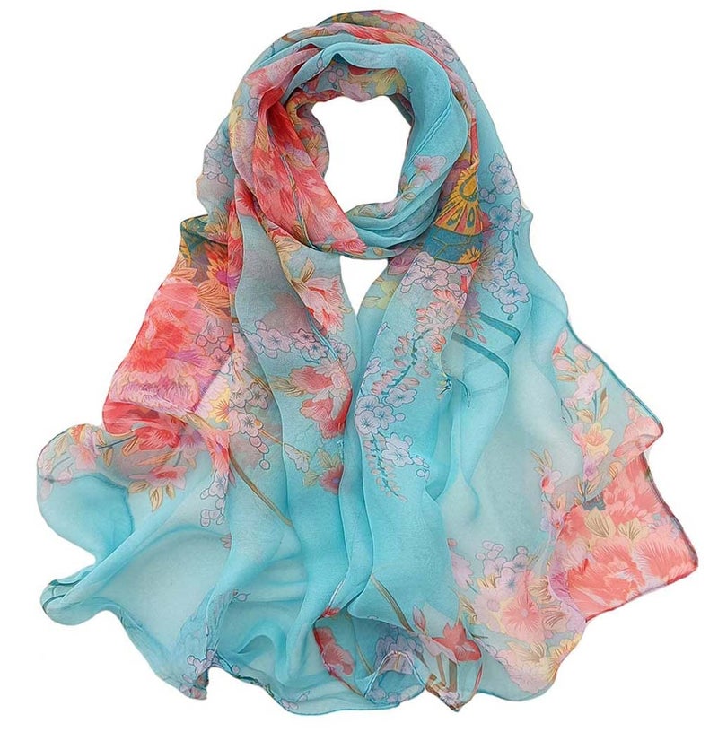 Acotavie Scarfs for Women Lightweight Fashion Scarves Print Floral Pattern Scarf Shawl Wraps (A12) - Image 1