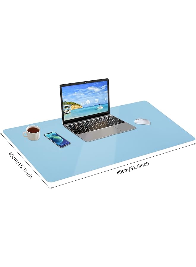 erorex Leather Desk Pad Mouse Pad Non Slip Desk Protector Mat Leather Desk Blotter Computer Desk Pad Waterproof Desk Mat For Home Office And Decor Blue 31.5×15.7 Inches - Image 4