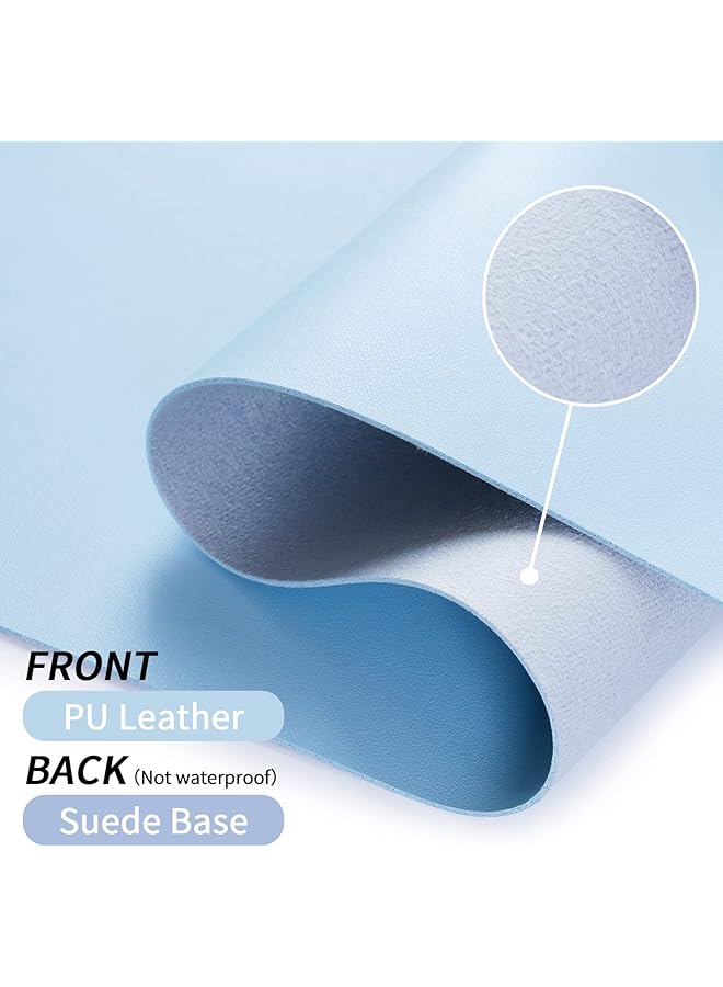 erorex Leather Desk Pad Mouse Pad Non Slip Desk Protector Mat Leather Desk Blotter Computer Desk Pad Waterproof Desk Mat For Home Office And Decor Blue 31.5×15.7 Inches - Image 3
