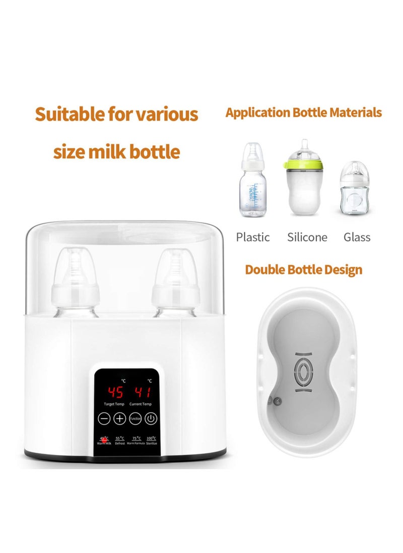 Baby Bottle Warmer Sterilizer, Portable Fast Milk Warmer with Timer and LCD Display, Accurate Temperature Control, BPA-Free Baby Food Heater