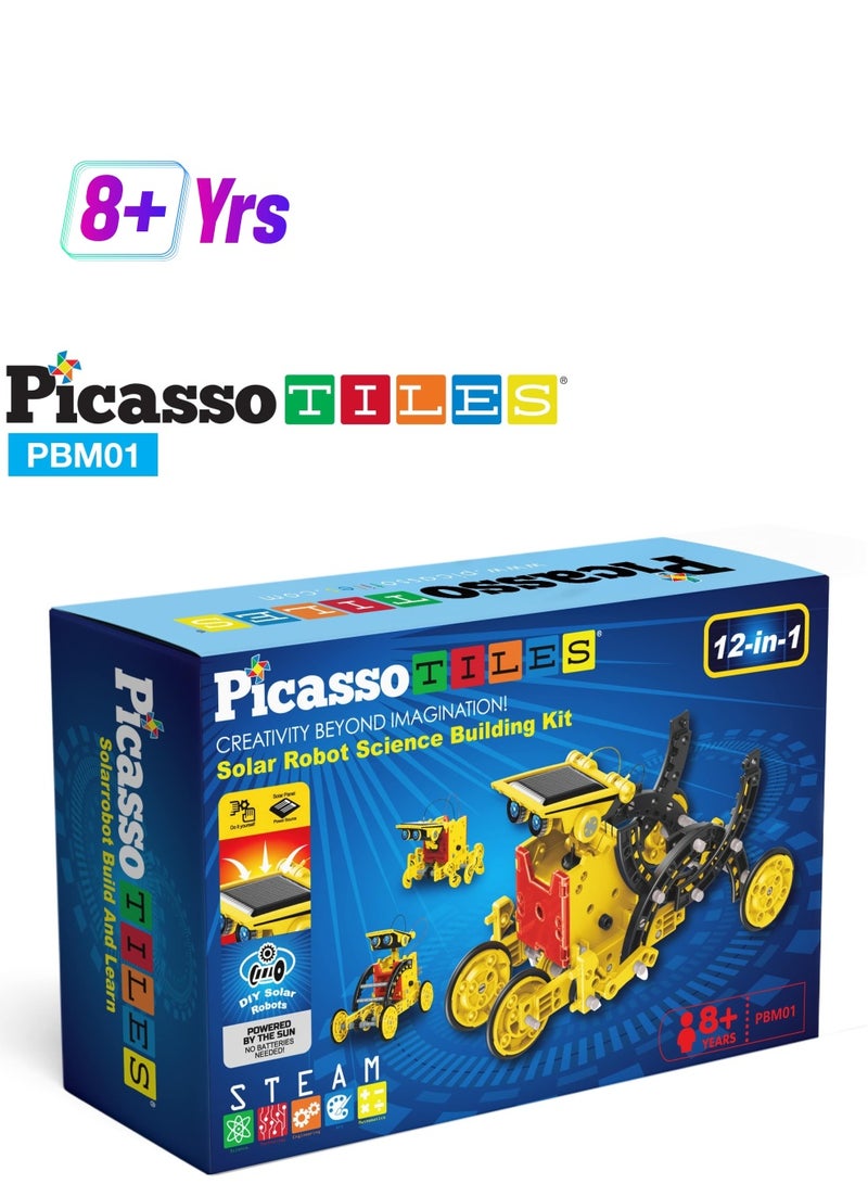PicassoTiles Picasso - 12-in-1 Solar Powered Space Robot Science Kit for Kids - DIY STEM Building Set with Solar Energy, Hands-on Engineering, and Creative Play  - Image 1