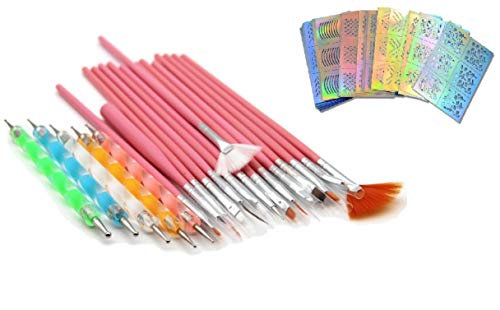 NESA 20 Pcs. Nail Art Tool Kit with Free 10 pcs of Stencil for Nail Art - Image 5