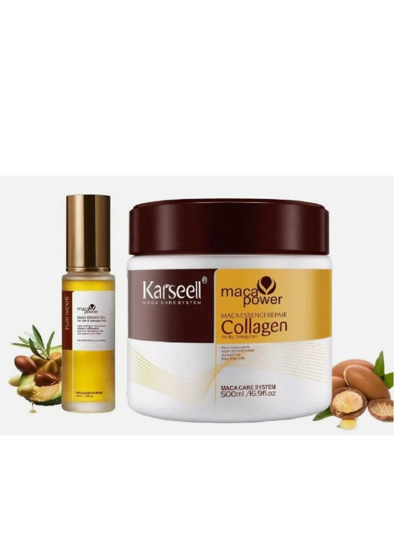 كارسيل قناع كارسيل لعلاج الشعر بالكولاجين مع زيت الأرغان لترطيب مكثف وإصلاح الشعر | 500 مل - Image 1