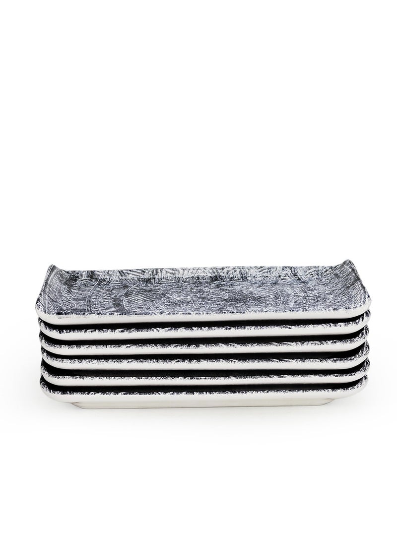 EDESSA Edessa Ginko Ceramic Rectangle Serving Plate (Multicolor, 12.5 x 24cm, Set of 6)  - Image 2