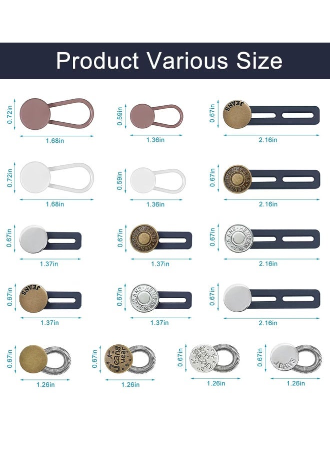 16 PCS Button Extender For Jeans & Pants, Adjustable Pants Waist Button Extenders 1-1.8 Inches For Women Men - Image 2