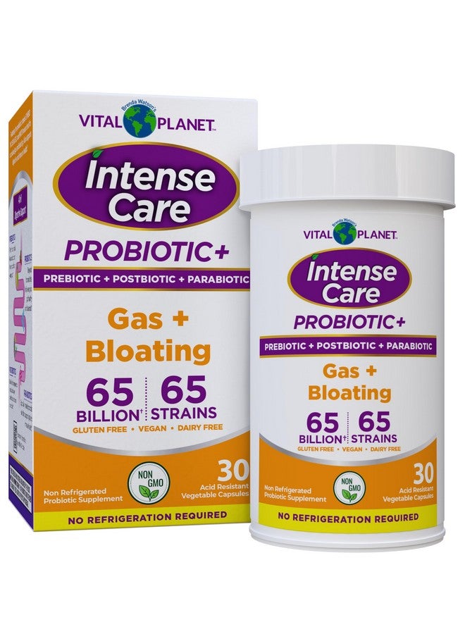 Vital Planet - Intense Care Gas & Bloating Probiotics Plus Prebiotics, Postbiotics, Parabiotics, Complete 4-in-1 Supplement for Adults, 65 Billion CFU, 65 Strains, Digestive and Immune, 30 ct - Image 1