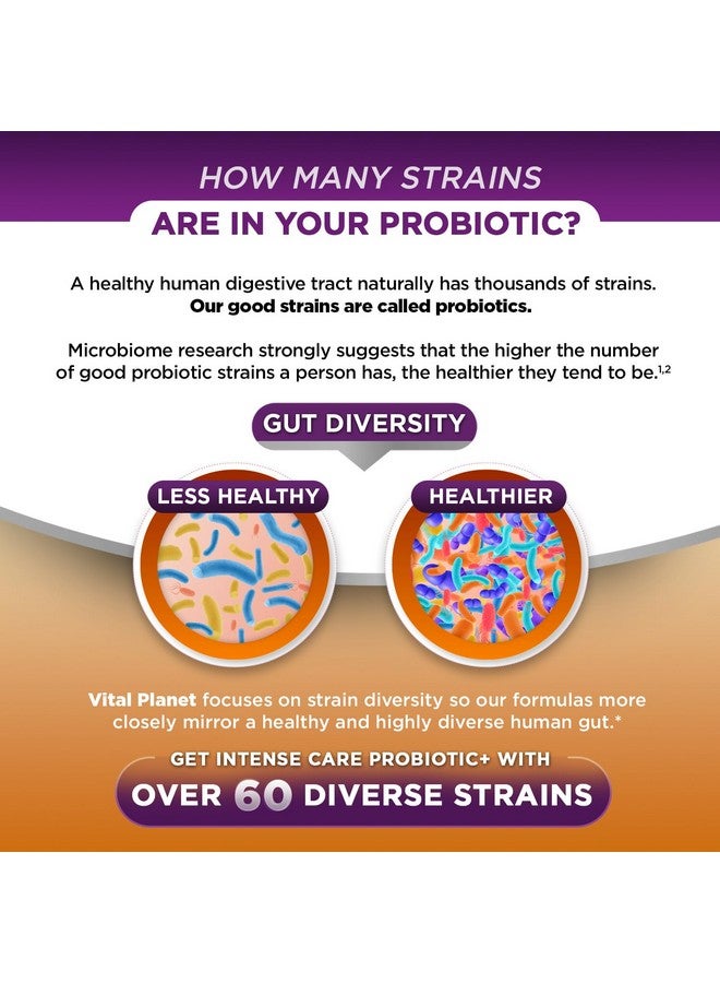 Vital Planet - Intense Care Gas & Bloating Probiotics Plus Prebiotics, Postbiotics, Parabiotics, Complete 4-in-1 Supplement for Adults, 65 Billion CFU, 65 Strains, Digestive and Immune, 30 ct - Image 4