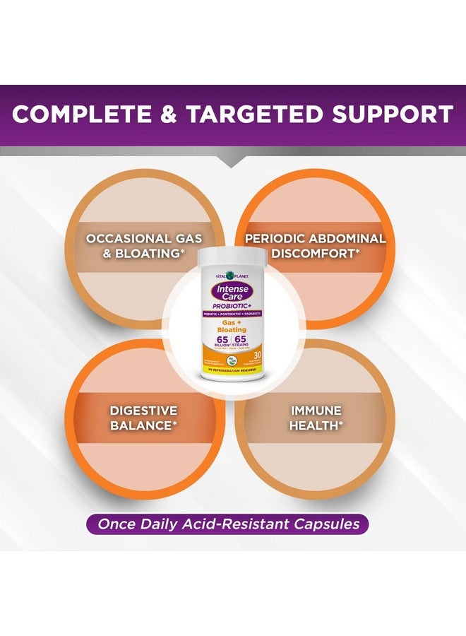 Vital Planet - Intense Care Gas & Bloating Probiotics Plus Prebiotics, Postbiotics, Parabiotics, Complete 4-in-1 Supplement for Adults, 65 Billion CFU, 65 Strains, Digestive and Immune, 30 ct - Image 3