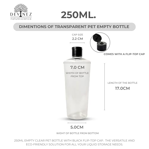 Devinez 250ml Multipurpose Transparent PET Bottle – with Flip-Top Cap, Perfect for Essential Oils, Skin Care, Toners, Cleaning, Sanitizers, Beauty & DIY Projects (Pack of 2) - Image 3