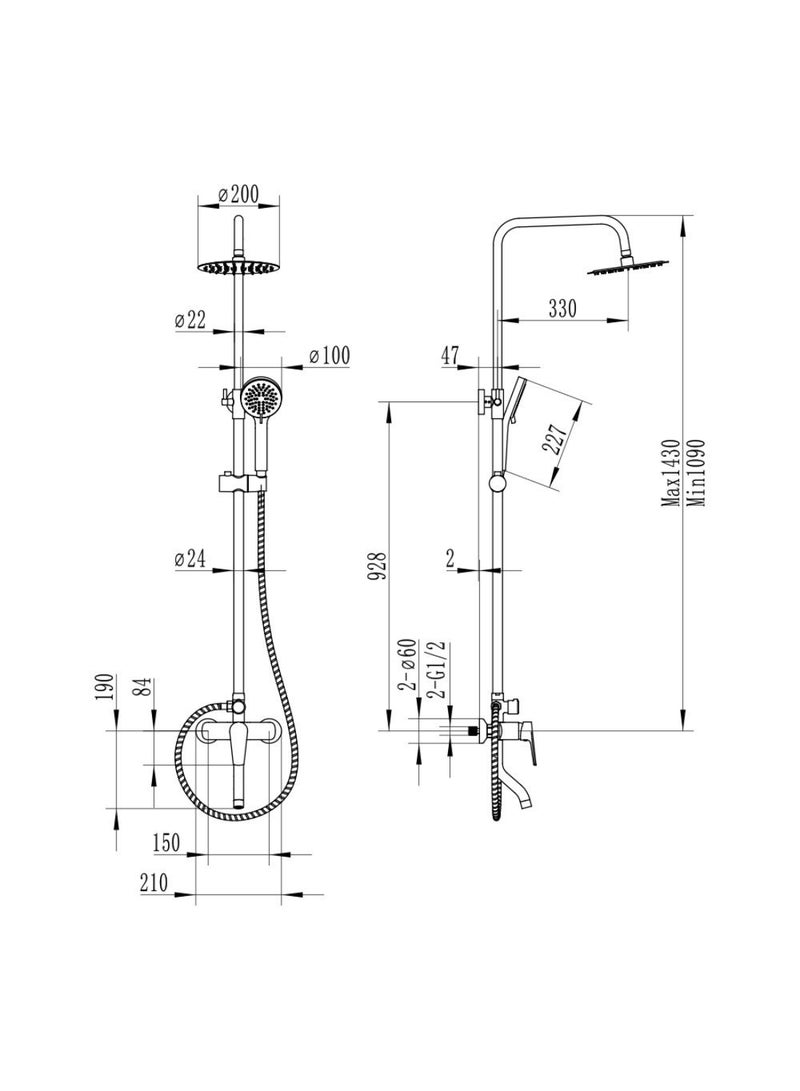 DANUBE HOME Milano Plus Bayz Plus Bath Shower Mixer Complete Set in Brushed Nickel – Wall-Mounted Bathroom Faucet with Hand Shower, Durable Brass Body & Modern Sleek Design - Image 2