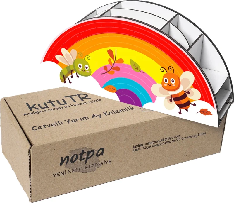 Notpa Wooden Vip Bees Rainbow Ruler Desktop Pen Holder Organizer For Kids VIP136